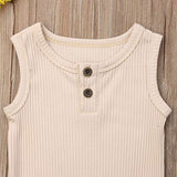 Kuriozud Newborn Infant Unisex Baby Boy Girl Sleeveless Button Solid Knitted