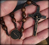 Wood and Copper Handmade St. Benedict Rosary