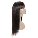 Connie Straight Black Wig With Bangs 18 Inch None Lace Front Wigs Full Machine Made Human Hair Wigs 130% Density