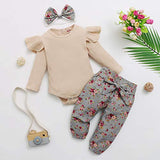 Renotemy Infant Baby Clothes Girl Newborn Outfits Long Sleeve Romper Pants Set