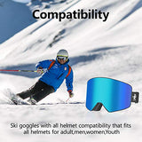 Ski Snow Goggles Over Glasses for Men Women with OTG&Anti Fog Lens