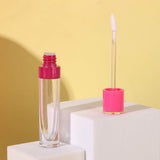 RONRONS 15 Pieces 8ml/0.27oz Round Lipstick Refillable Container with Ring Cosmetic Toiletry Empty Plastic Lip Gloss Tubes Lip Balm Bottle Lip Glaze Makeup Tool for DIY Sample Vials Liquid, Rose Red