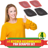 Pan Scrapers, 4 Pack Professional Pan Scraper Set Thicker Plastic Durable Pan Cleaner