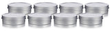 2 oz Metal Steel Tin Flat Container with Tight Sealed Twist Screwtop Cover (8 Pack)