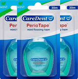 Flat Dental Floss Tape unwaxed Non Shredding Mint 3 Pack=98yrds CareDent Periotape Dental Floss Dental Floss Non Waxed Tooth Floss Floss for Teeth Satin Floss Thin Dental Floss Glide Easy floas