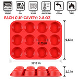 12 Cups Silicone Muffin Pan - Nonstick BPA Free Cupcake Pan 1 Pack Regular Size