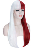 Sotica Wigs With Hair Bangs for Women Long Silky Straight Premium High Temperature Yaki Synthetic Women’s Wigs (Red White)