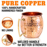 Moscow Mule Copper Mugs - Set of 4 - 100% HANDCRAFTED - Food Safe Pure Solid