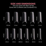 FITDON 550pcs C Curved Long French False Nail Tips, Clear Half Cover Acrylic Fake Nails