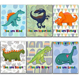 Dinosaur Motivational Wall Art Wall Decor Posters For Boys Room (6) 8x10 Unframed Photo