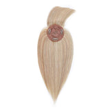 100% Real Human Hair Topper with Bangs Mono Base Crown Topper Hair Piece Clip in on Hair Toppers for Women with Hair Loss Thinning Grey Hair 10 Inch 18P613# Ash Blonde&Bleach Blonde