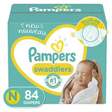 Diapers Newborn/Size 0 (< 10 lb), 84 Count - Pampers Swaddlers Disposable Baby Diapers
