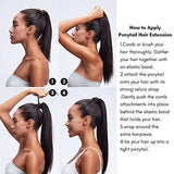 Brazilian Human Hair Ponytail Extension - 18inch Straight Wrap Around Ponytail Extension for Women 100% Real Remy Straight Human Hair Grade 9A Clip in Ponytail 100Grams （#2 Darkest Brown）