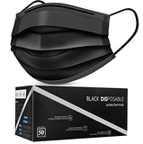 Disposable Face Masks, Pack of 50 Black Face Masks
