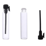 120Pcs 2Ml Mini Cute Empty Glass Perfume Essential Oils Sample Vials Bottles with Black Plastic Rod Caps Glass Vials Sample Dropper Bottle for Essential Oils Aromatherapy (120Pcs 2Ml Black Plastic Rod