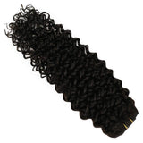 JoYoung Clip in Extensions Human Hair 16 inch #2 Darkest Brown Clip in Hair Extensions Natural Wavy Hair Extensions Clip in Human Hair Brown Double Weft 100g 7pcs