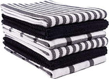 Mixed Flat & Terry Kitchen Towels | Two Sets of 3 18 x 28 Inches | 4 Flat Weave Towels