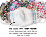 Stylish Cotton Face Mask with Filter Pocket, Handmade Floral Plaid design facemasks