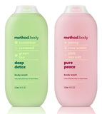 Method Body Body Wash - Deep Detox & Pure Peace - Set of 2 (Each 18 fl oz 532 ml)