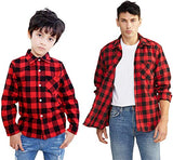 Baby Boys Button Down Flannel Plaid Flannel Cotton Long Sleeves Shirt Tops, 1# Red