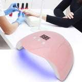 54W Nail Lamp, UV LED Nail Dryer Intelligent Nail Polish Gel Dryer Manicure Tool Curing Machine with 30s, 60s and 90s Timing Setting(Pink)