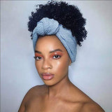 Nicelatus Short Afro Kinky Curly Head-Wrap Wig Natural Synthetic Head Wrap Wigs for Black Women Short Black Afro Wigs with Headband 2 Styles Available (J282)