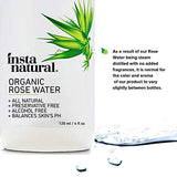 InstaNatural Rose Water Facial Toner for Face, Hair, Body - Organic, Natural Anti Aging Mist - Eau Fraiche - Alcohol Free - Hydrating Primer & Setting Spray for Pore Minimizing & Tightening - 4 OZ