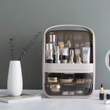 Multifunctional Makeup Organizer,Waterproof and Dustproof Cosmetic Organizer Box Portable Handle Fully Open Makeup Display Boxes for Bathroom, Dresser, Countertop (26x18x36 CM, white)