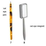 Minejin Nail 3D Cats Eyes Magnet Plate Wand Board Stick Magic DIY Art Manicure Tool 8 Pcs