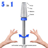 SpeTool Medium Grit 5 in 1 Rotary Bit 3/32" Shank Nail Dril for Left and Right Handed Acrylic or Hard Gel Remover