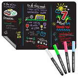 Magnetic Black Dry Erase Board for Fridge: with Bright Neon Chalk Markers - 17x11"