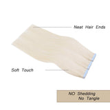 Creamily Tape in Human Hair Extensions 22inch Straight Seamless Invisible Double Sided Tape 100% Silky Adhesive Skin Weft Remy Human Hair Extensions for Women(#60 Platinum Blonde,20pcs/50g)