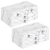 mDesign Decorative Plastic Makeup Organizer Storage Station with 4 Drawers for Bathroom Vanity, Countertop, Cabinet - Holds Lip Gloss, Eyeshadow Palettes, Brushes, Blush, Mascara - 2 Pack - Marble