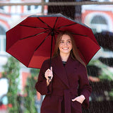 Repel Umbrella Windproof Travel Umbrella with Teflon Coating (Black Red)