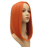 Orange Bob Wig 14" Middle Part Shoulder Length Short Bob Wigs for Black Women Synthetic Colorful Cosplay Daily Party Wigs