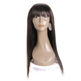Connie Straight Black Wig With Bangs 18 Inch None Lace Front Wigs Full Machine Made Human Hair Wigs 130% Density