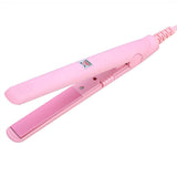 Mini Hair Straightener, 2 in 1 Portable Ceramic Tourmaline Flat Iron Heating Curler for Curling Straighten Bang, Wavy Hair, Short Hair (Pink)