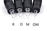 Tattoo Disposable Grips Hex Tube 1-inch Soft Silicone Black Tubes with Clear Long Tips 20pcs (9ClosedMag)