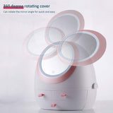 LED Mirror Makeup Organizer, Zinnor Makeup Mirror Organizer with Light LED Portable Adjustable Dressing Table Desktop Finishing Box Jewelry and Cosmetic Storage Display Case for Bathroom Dresser