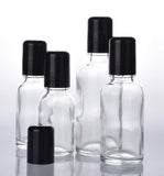 3Pcs 100ML Clear Glass Empty Refillable Roll-On Bottles with Stainless Steel Roller Ball and Black Cap Essential Oil Perfume Eye Essence Fluid Cosmetic Containers Dispense Sample Vials for Beauty