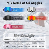 Ski Snow Goggles Over Glasses for Men Women with OTG&Anti Fog Lens