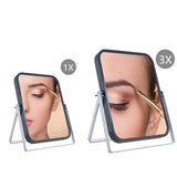 Double-Sided Mirror, 1X/3X Magnification 360 Degree Swivel Magnifying Mirror Dressing Table Mirror,Adjustable Folding Mirror, Portable Table Desk Countertop Mirror Bathroom Shaving Make Up Mirror