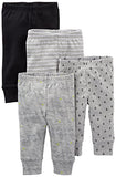 Simple Joys by Carter's Baby Boys' 4-Pack Pant, Black/Gray/Dino/Anchor, Preemie