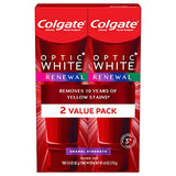 Colgate Optic White Renewal Teeth Whitening Toothpaste with Fluoride, 3% Hydrogen