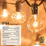 Outdoor String Lights 25 Feet G40 Globe Patio Lights with 26 Edison Glass Bulbs(1 Spare)