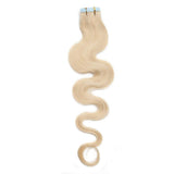 Tape in Hair Extensions 100% Remy Human Hair Tape on 12''-24'' Double Side Tape Seamless Skin Weft Long Straight 20pcs 50g Wavy #60 Platinum Blonde 20 Inch