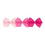 Wee Ones Girls' Mini Bow 3 Pack Set Solid Grosgrain Variety Pack on a WeeStay Clip