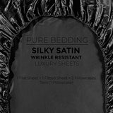 Satin Sheets Twin [3-Piece, Black] Hotel Luxury Silky Bed Sheets - Extra Soft 1800