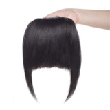 Clip in Bangs 100% Human Hair with Temples Thick Blunt Cut Clip on Human Hair Fringe for Women #1B Natural Black