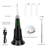 Electric Dental Calculus Remover, TUMPLIK Tooth Polisher Tartar Scraper with 3 Adjustable Modes Professional Teeth Cleaning Kit - 3 Replaceable Clean Heads, Mouth Mirror
